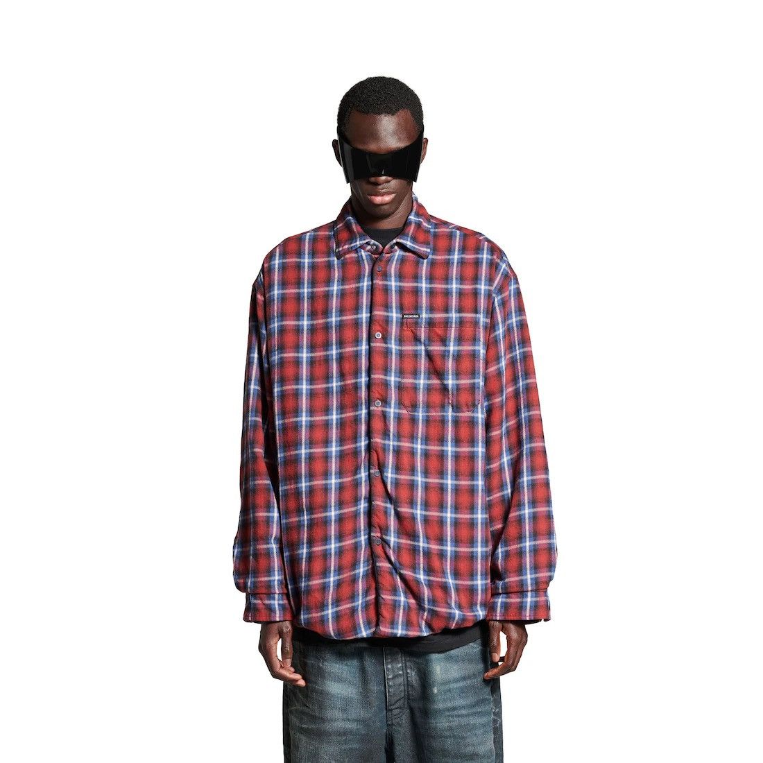 Balenciaga (Brand New) BALENCIAGA Lined Check Jacket – Red & Blue Size US L / EU 52-54 / 3 - 2 Thumbnail