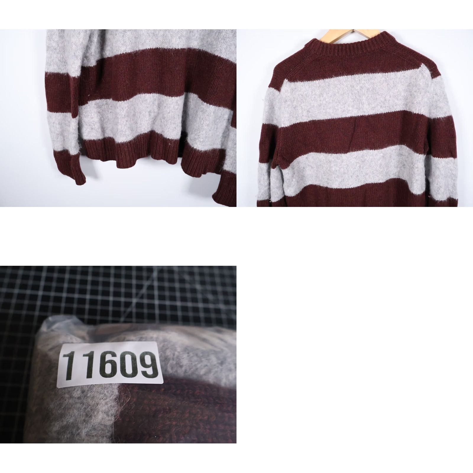 Banana Republic VINTAGE Banana Republic Sweater Mens XL Gray Red Striped Crewneck Wool Alpaca Heavyweight Fuzzy Knit Pullover Slub Hand Wash Only Size US XL / EU 56 / 4 - 9 Thumbnail