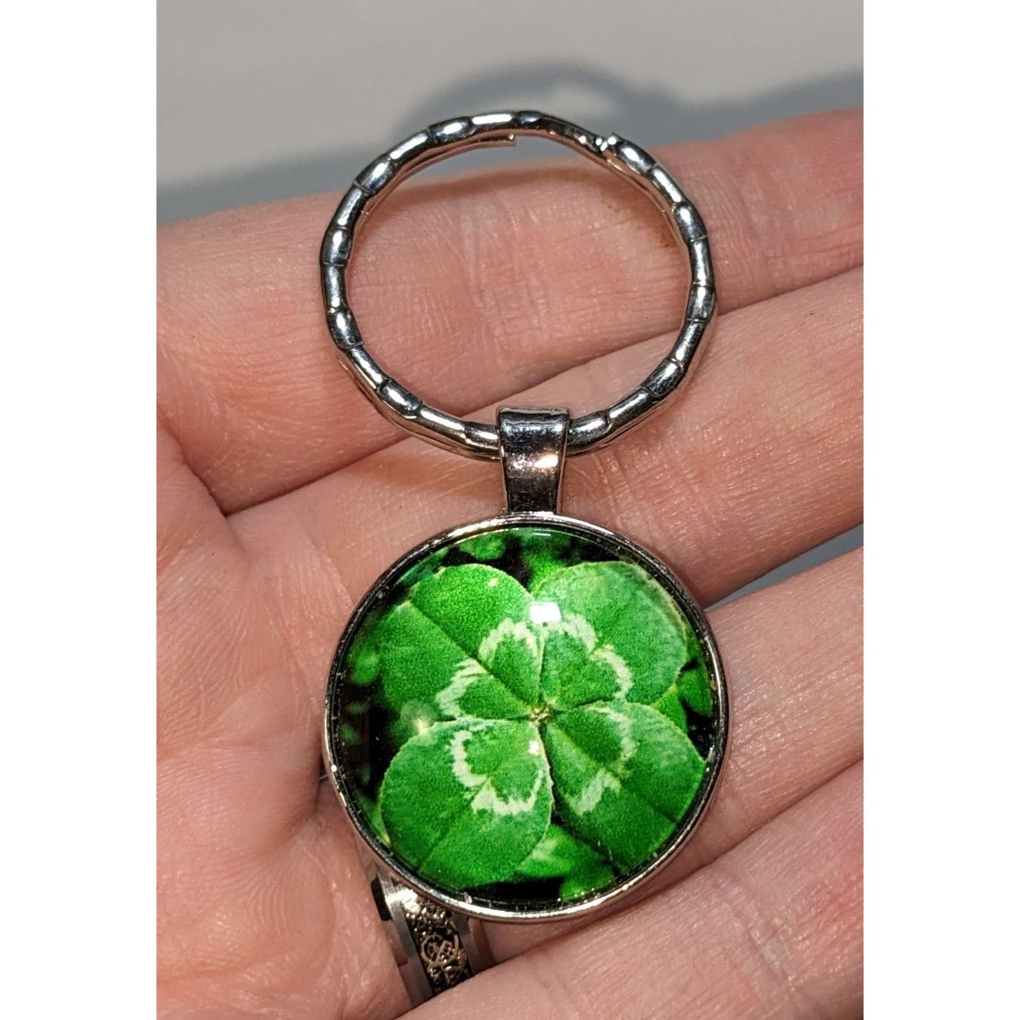 Other Four-Leaf Clover Keychain With Silver Ring Size ONE SIZE - 1 Thumbnail