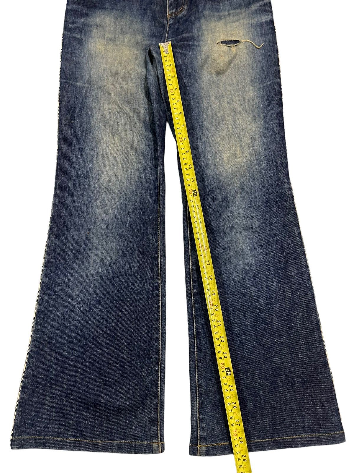 Burberry Vintage Burberry Blue Wash Style Checked Line Flare Jeans Size US 29 - 12 Thumbnail