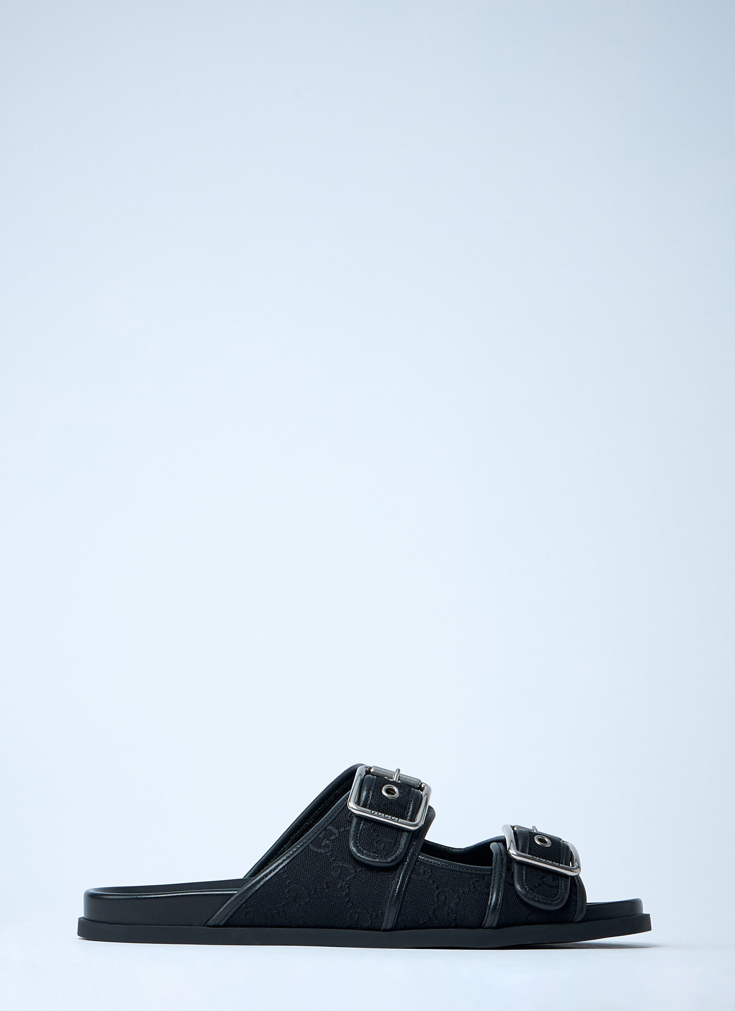 サンダル Gucci Leather Slides With All-Over Gg Motif Gucci Leather Slides With All-Over Gg Motif in Black for Men