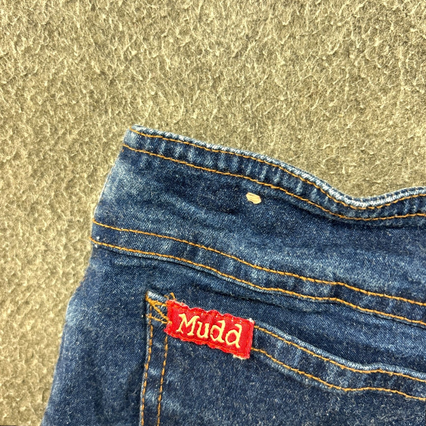 Denime VINTAGE Mudd Jeans Skirt Womens 9 Blue Denim A Line Dark Wash Cotton Logo 90s Size 30" / US 8 / IT 44 - 5 Thumbnail