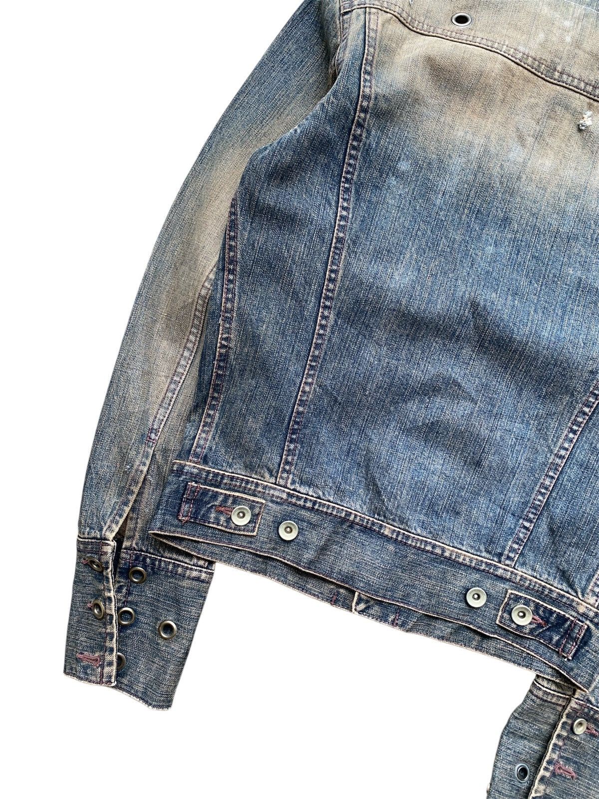 If Six Was Nine × Japanese Brand × Le Grande Bleu (L.G.B.) 2000s Led Rechwe Mud Wash Pierced Denim Jacket Size US S / EU 44-46 / 1 - 5 Thumbnail