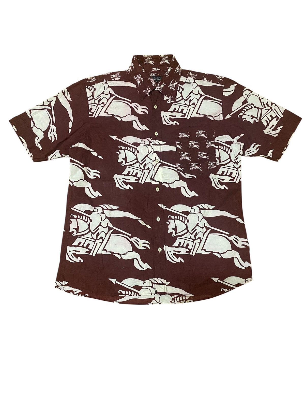 Burberry Burberry Horse Knight Fullrint Big Logo Button Up Shirt Size US M / EU 48-50 / 2 - 1 Thumbnail