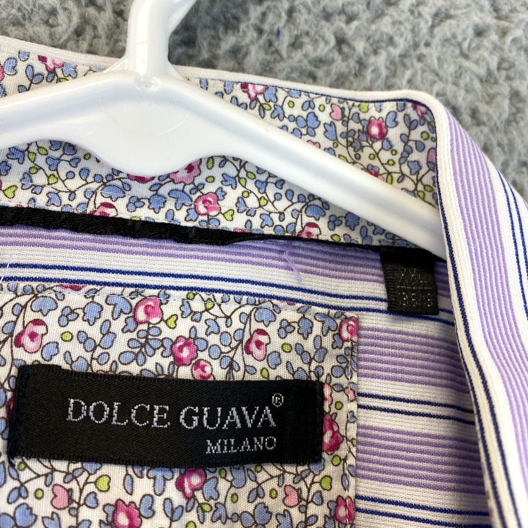 Vintage DOLCE GUAVA Striped Button-Up Shirt 2XL Purple Long Sleeve Mens Size US XXL / EU 58 / 5 - 4 Thumbnail