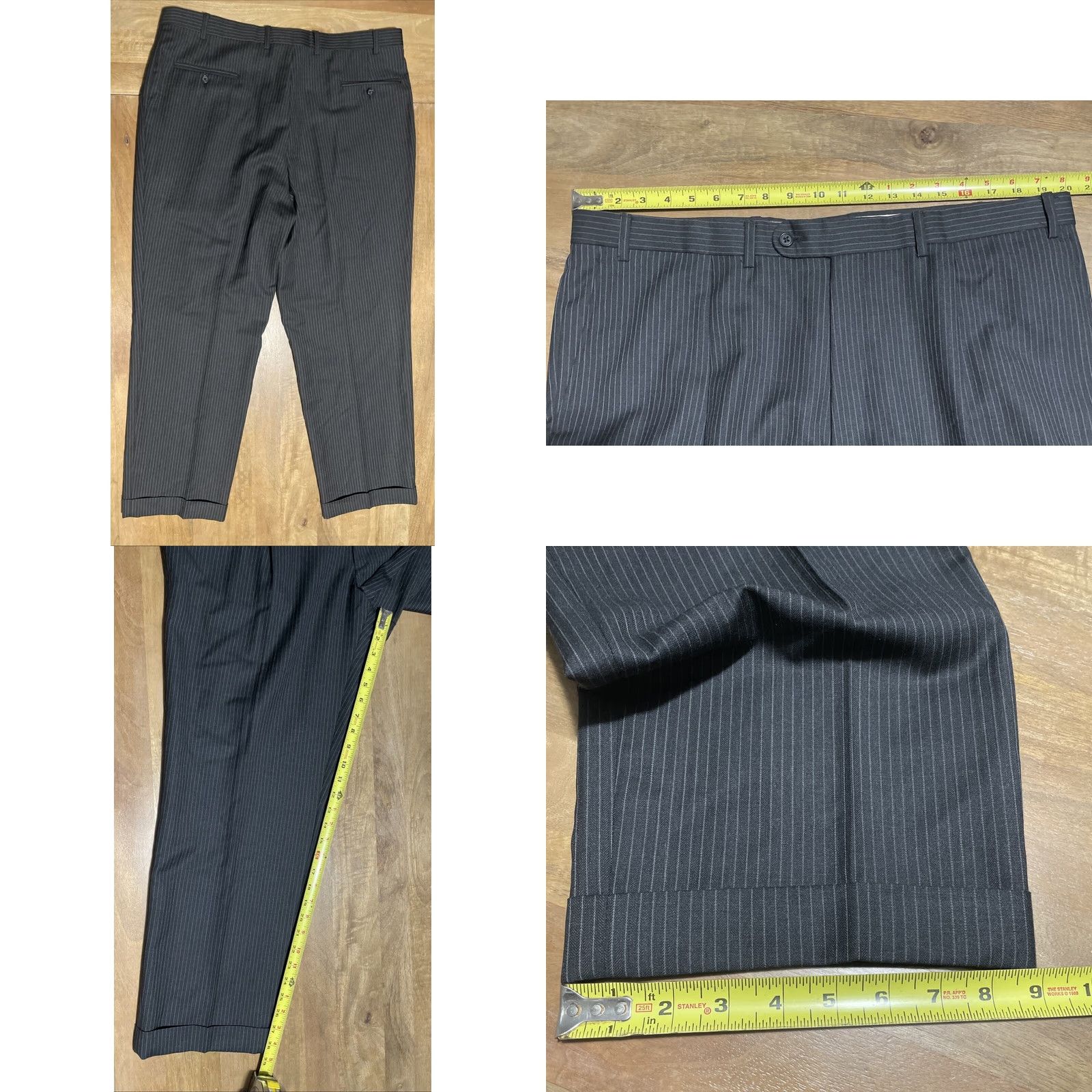 Jack Victor VINTAGE Jack Victor 2 Piece Dark Gray Pinstripe Suit Mens 46R Sport Jacket 40x28.5 Trousers Size US 30 / EU 46 - 10 Thumbnail