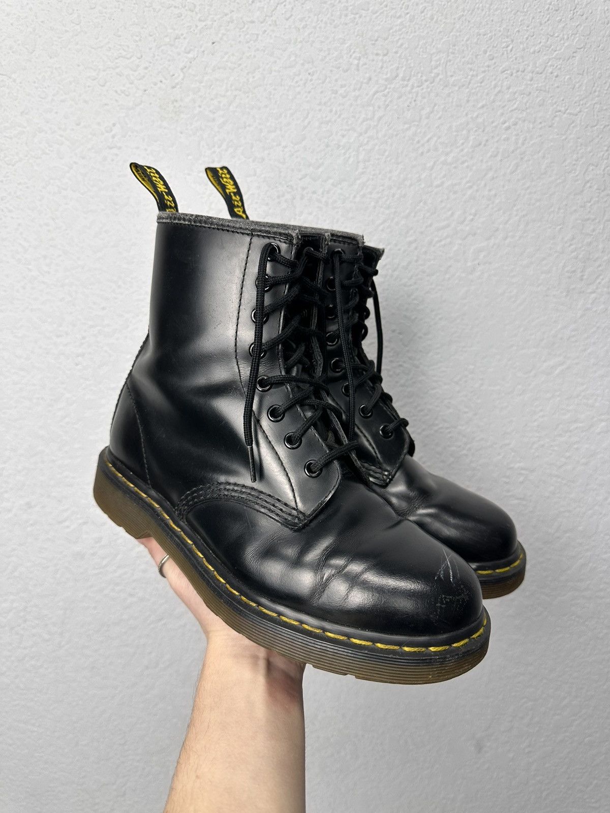 Dr. Martens Dr Martens Black Leather Combat Boots Classic Punk Style Size US 7 / EU 40 - 1 Thumbnail