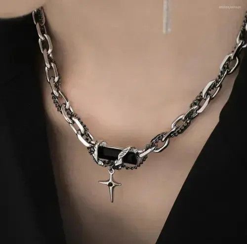 Japanese Brand × Vintage Unisex pendant necklace goth black gem vampire chain hip hop Size ONE SIZE - 3 Thumbnail