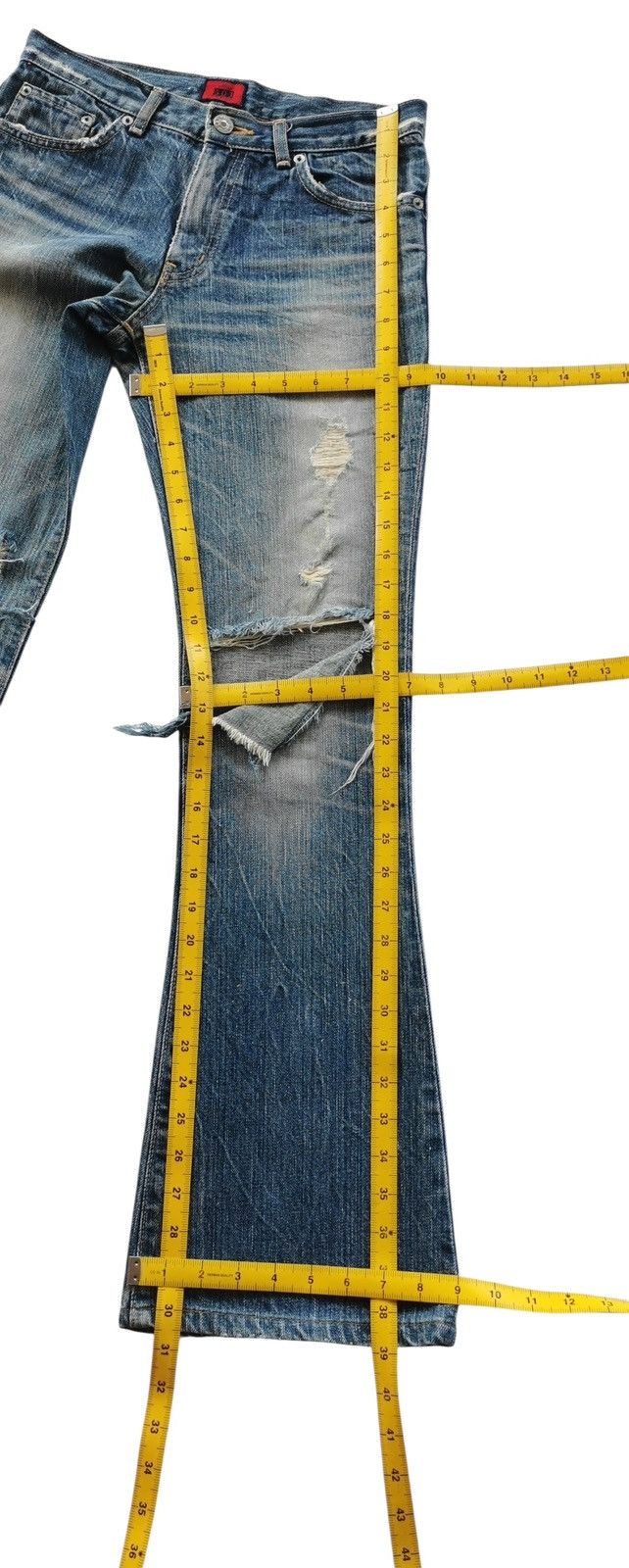 Tornado Mart Thrashed Miss Edwin Flare Denim Jeans Size 28" / US 6 / IT 42 - 11 Thumbnail