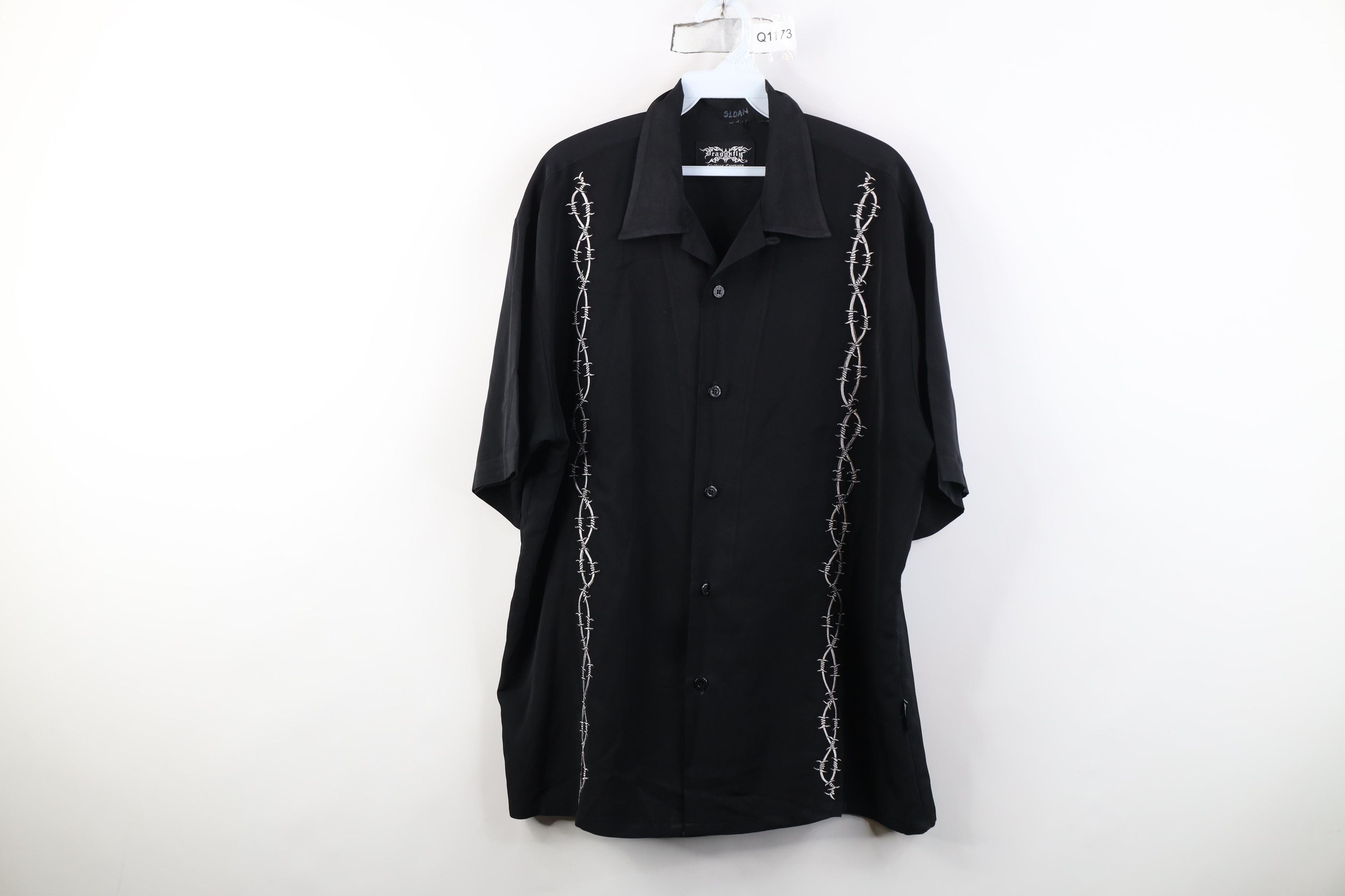 Vintage Vintage 90s Y2K Streetwear Wire Looped Collar Button Shirt Size US L / EU 52-54 / 3 - 1 Thumbnail