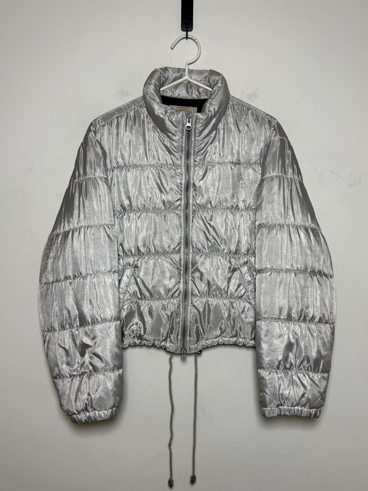 Giorgio Armani Armani Jeans silver metallic crop puffer jacket. Size US S / EU 44-46 / 1 - 1 Thumbnail