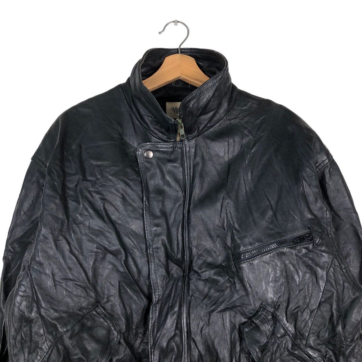 Issey Miyake 🔥Vintage Leather Biker Jacket Double Collar Vicenza Japan Size US M / EU 48-50 / 2 - 3 Thumbnail