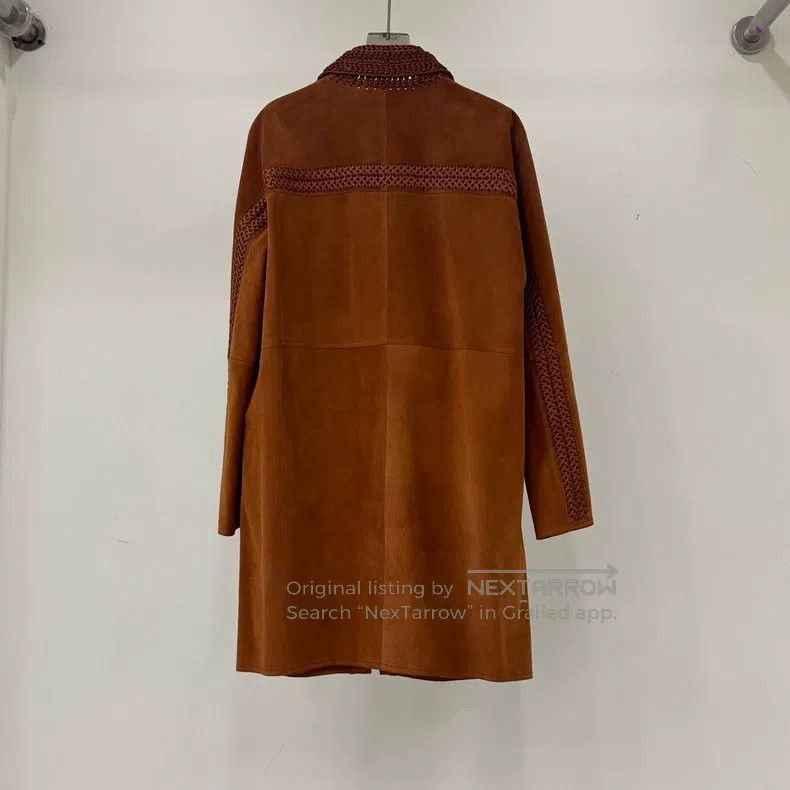 Hermes Hermes Orange Knit Straight Leather Jacket Size XS / US 0-2 / IT 36-38 - 2 Thumbnail