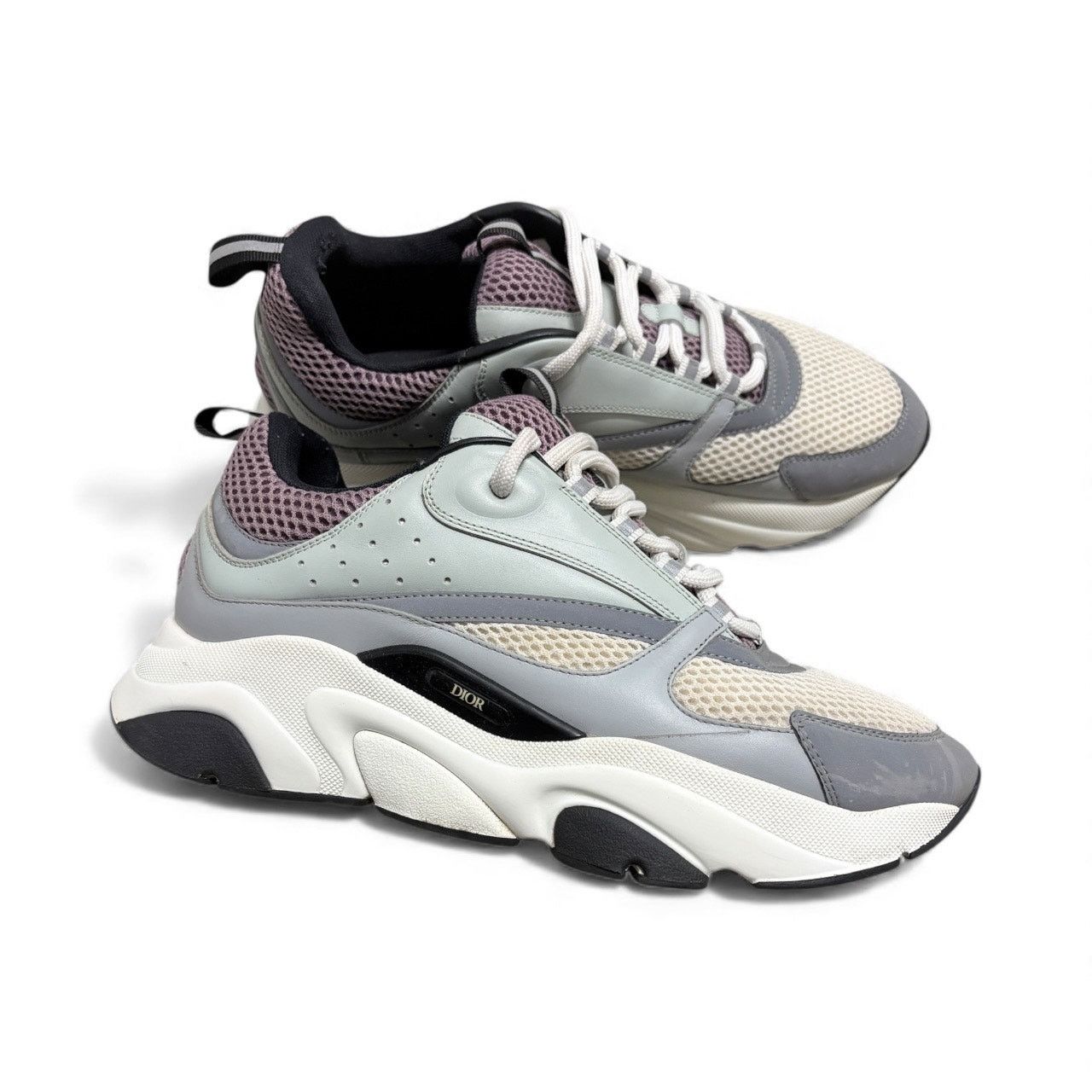 Size 10 - Dior B22 “Cream Lavender” Calfskin Mesh Sneakers