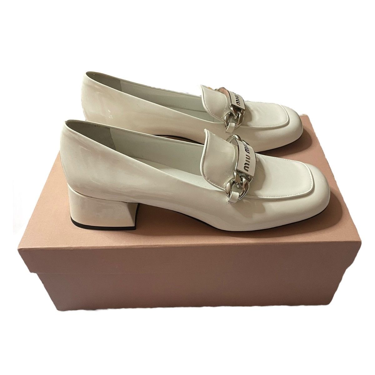 Miu Miu Loaders white leather Miu Miu size EU 37 Size US 7 / IT 37 - 1 Thumbnail