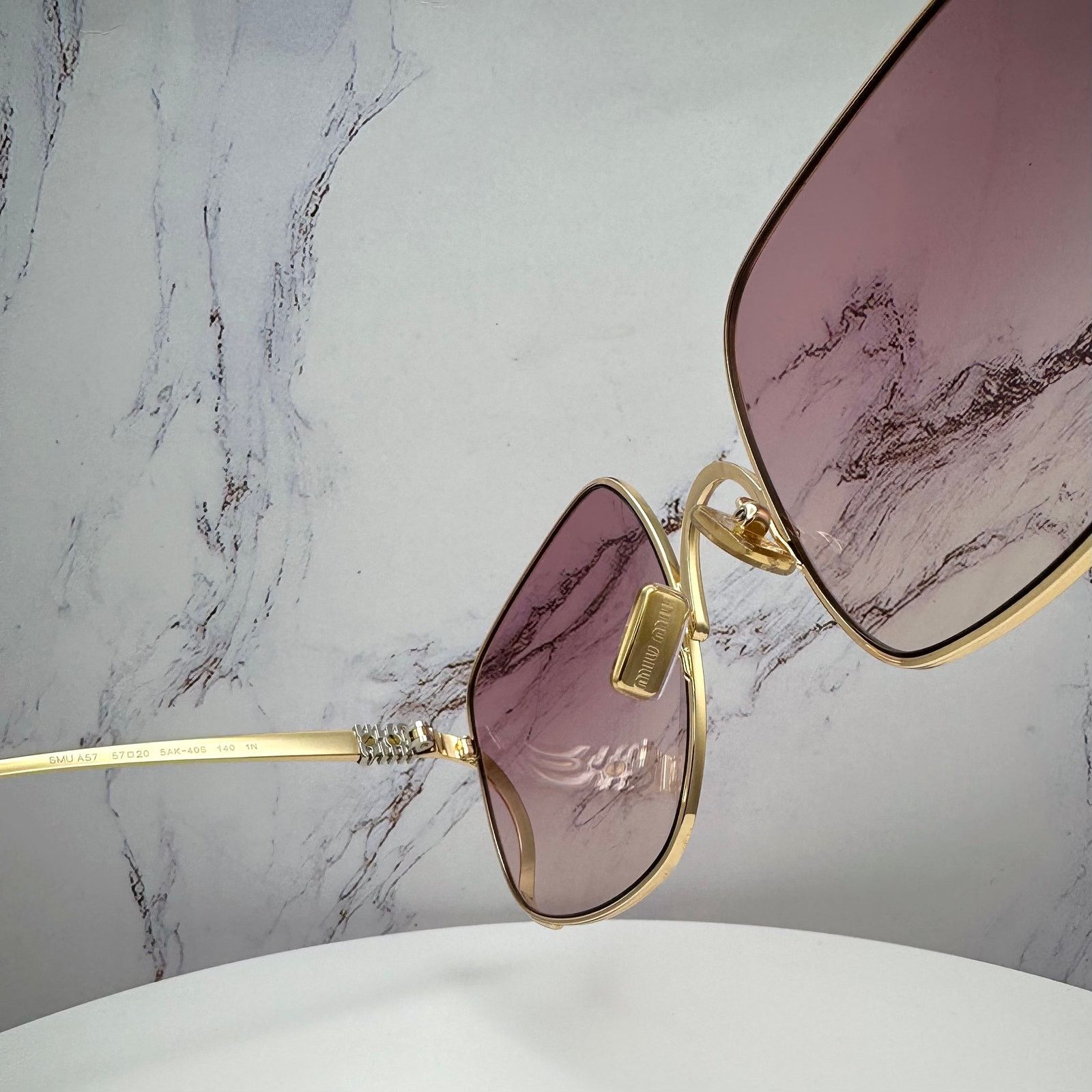 Miu Miu MIU MIU Sunglasses Gold Metal Square Oversized Gradient Lens Size ONE SIZE - 16 Thumbnail