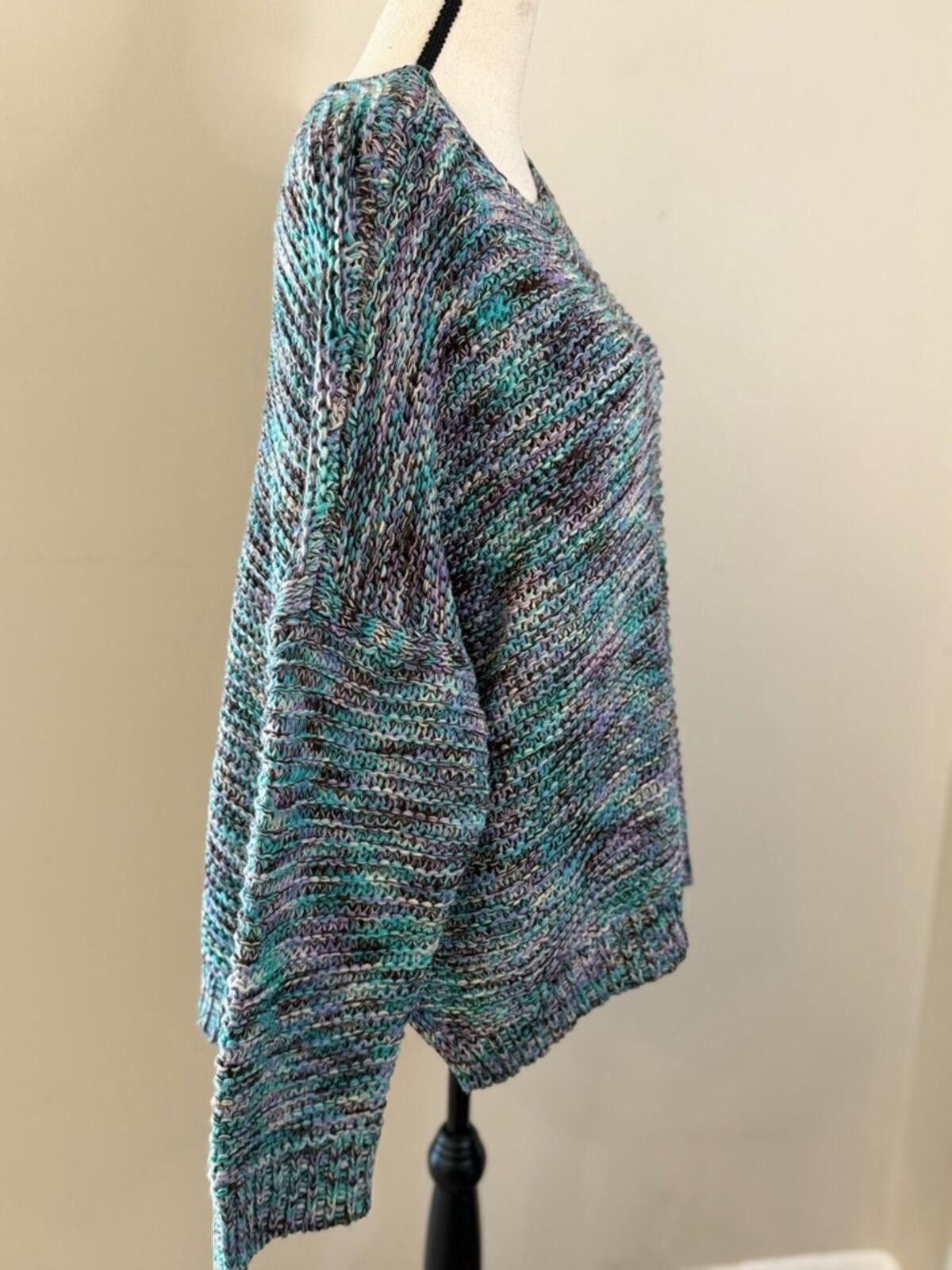 Eastland Easel chunky boho knit sweater lagenlook teal purple SZ M Size M / US 6-8 / IT 42-44 - 2 Thumbnail