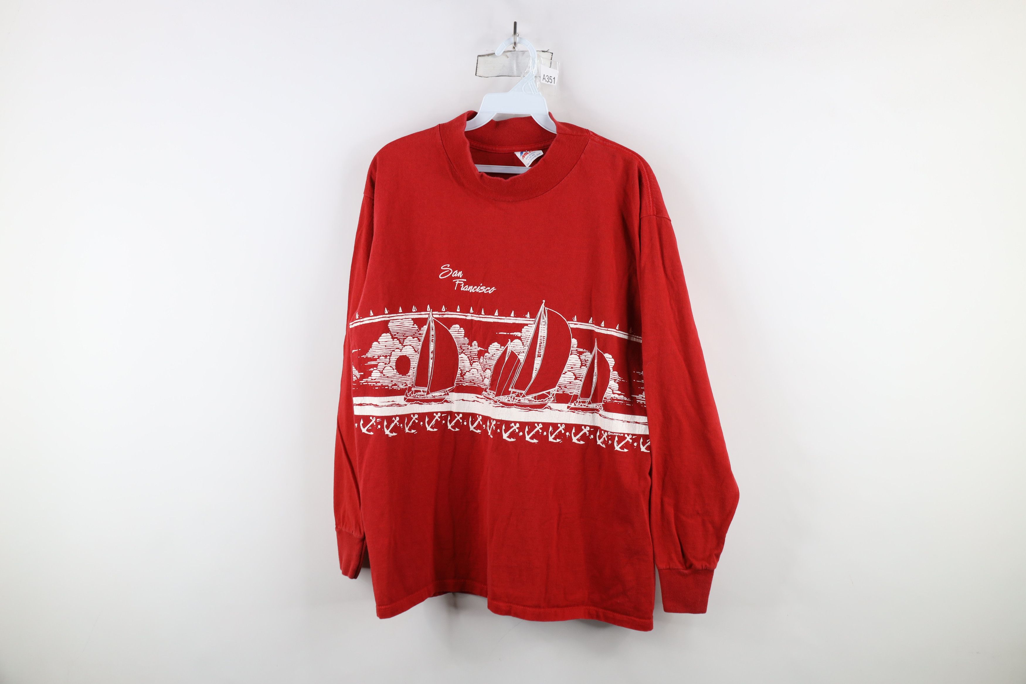 Vintage Vintage 80s San Francisco Mock Neck Long Sleeve T-Shirt USA Size US L / EU 52-54 / 3 - 1 Thumbnail