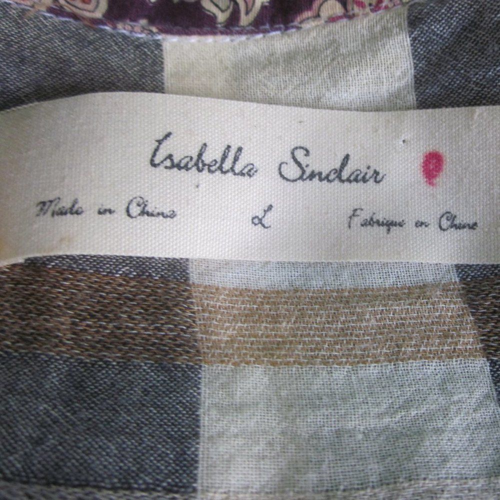 Anthony Sinclair Isabella Sinclair Attay Button Up Shirt Size L Lace Back Plaid Roll Tab Sleeve Size L / US 10 / IT 46 - 6 Thumbnail