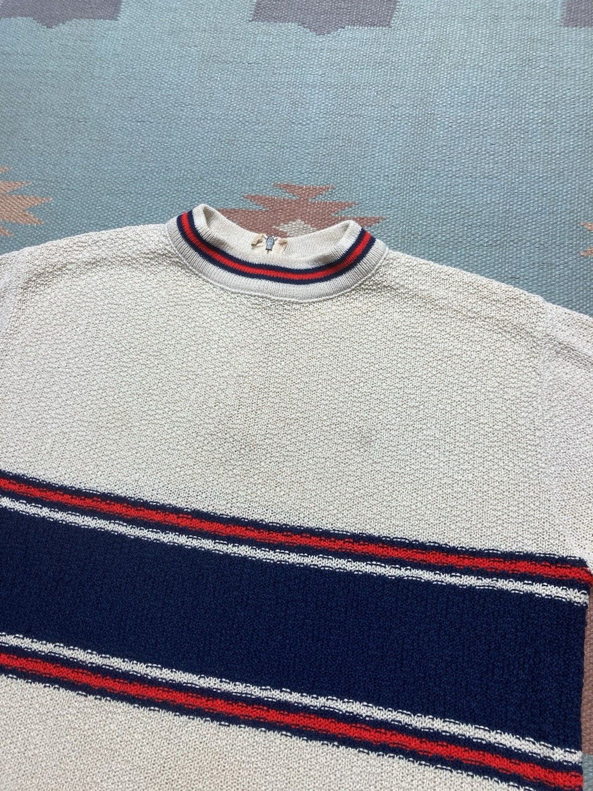 Vintage Vintage 60s 70s t shirt jacquard knit striped women’s large Size L / US 10 / IT 46 - 3 Thumbnail