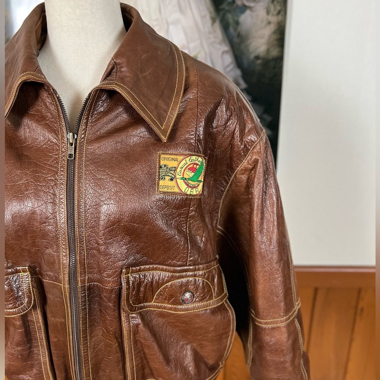 Vintage Fabulous Vintage OBR Leather Bomber Jacket! Size US M / EU 48-50 / 2 - 4 Thumbnail