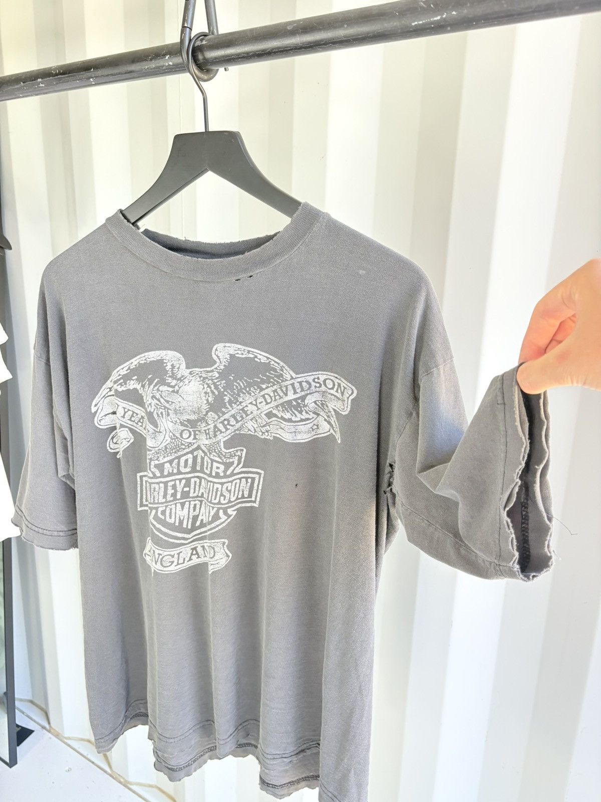 Harley Davidson Thrashed Sun Faded Shirt Distressed Band Tee Erd grunge Size US XL / EU 56 / 4 - 3 Thumbnail