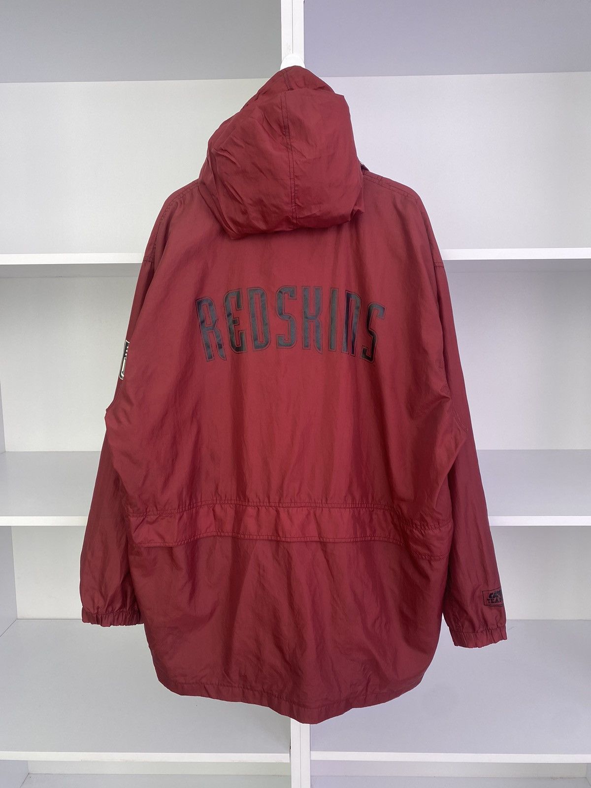 NFL × Vintage Vintage 90s Washington Redskins Red Nylon Anorak Track Jack Size US XL / EU 56 / 4 - 12 Thumbnail