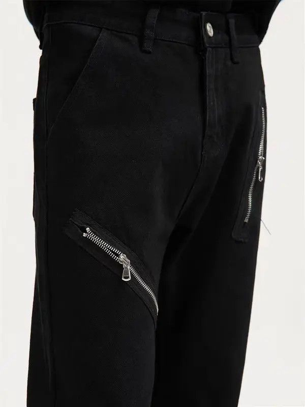 VIBE Vintage Dark Loose Flare Multi-Zip Jeans Size US 32 / EU 48 - 6 Thumbnail