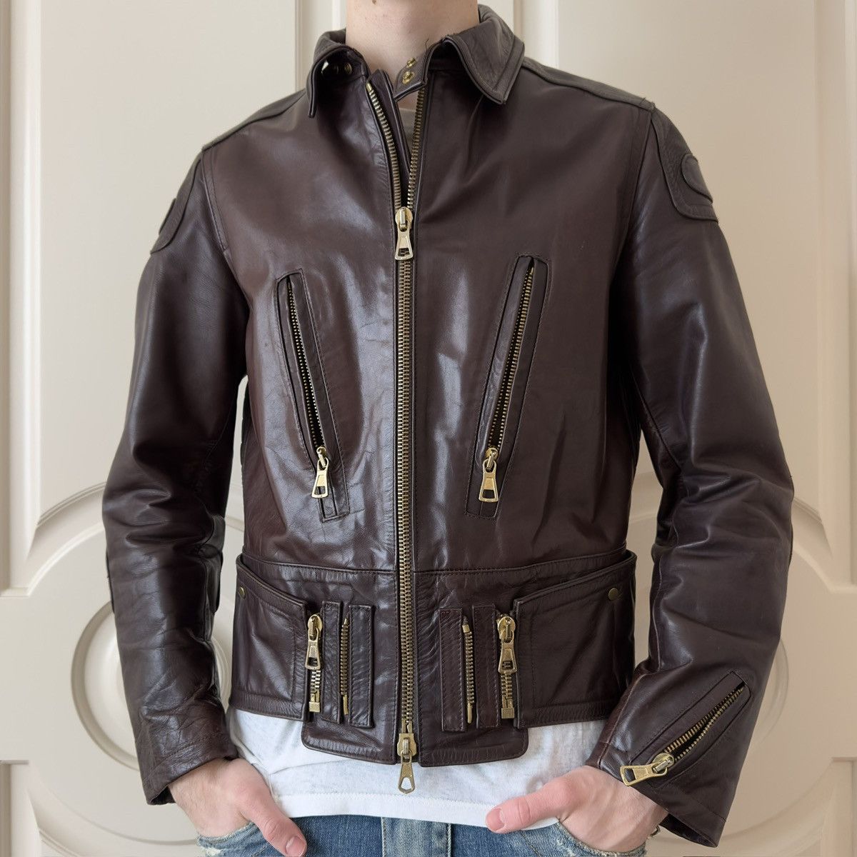 Dsquared2 F/W 2002 Dsquared2 Biker Leather Jacket Size 48 Homeless Size US M / EU 48-50 / 2 - 1 Thumbnail