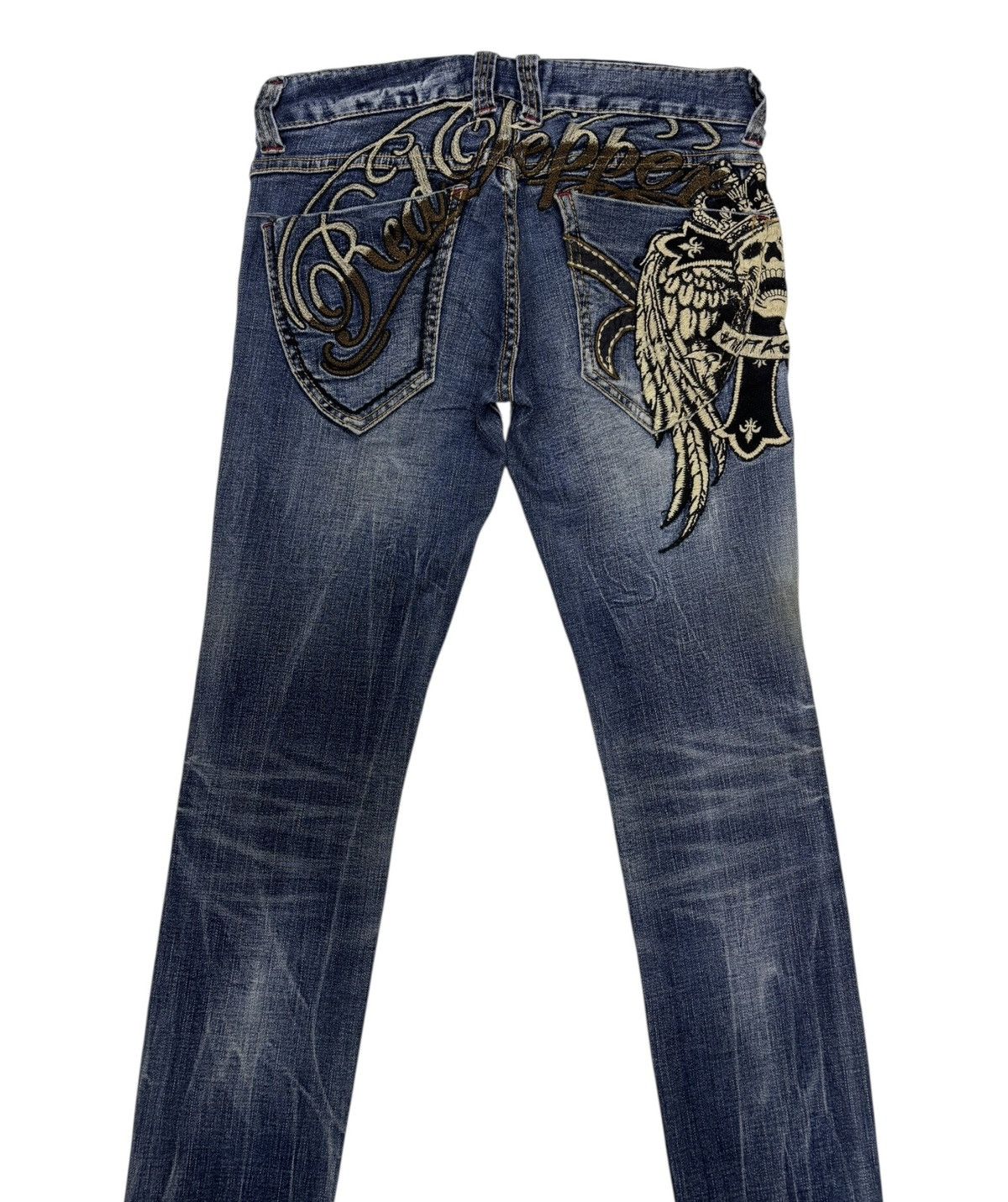If Six Was Nine ☠️Red Pepper Skull Embroidery Skinny Jeans Size 26" / US 2 / IT 38 - 2 Thumbnail