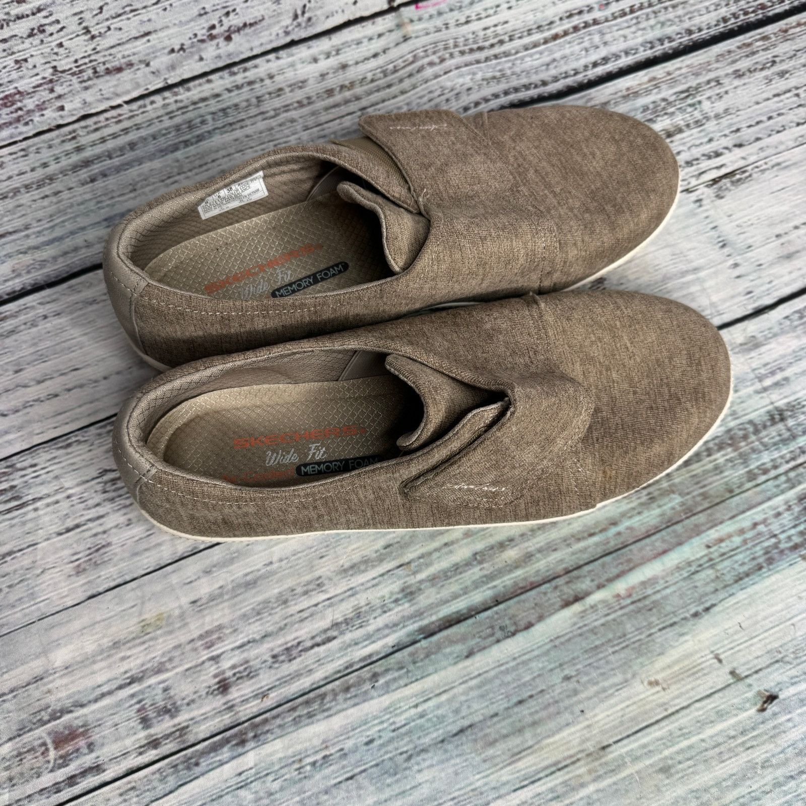SKECHERS Skechers Brown Wide Fit Memory Foam Slip-On Shoes Size US 8 / IT 38 - 2 Thumbnail