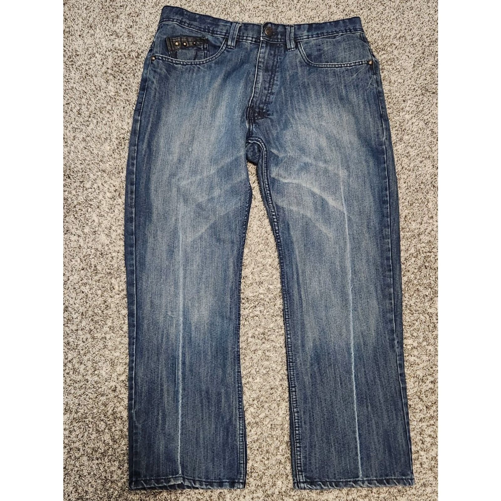 Jordan Craig Jordan Craig Jeans Blue Embroidered Distressed Wide-Leg 34x30 Denim Men Baggy Cotton Vintage? No Size US 34 / EU 50 - 3 Thumbnail