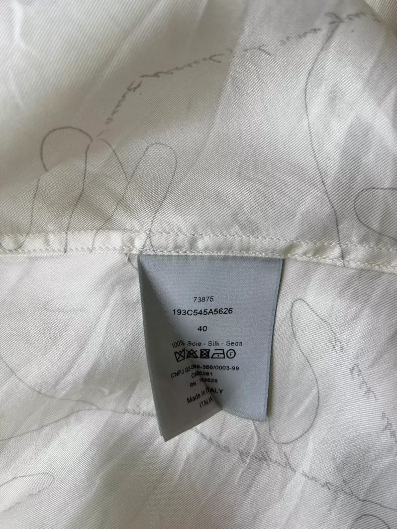 Dior Dior White palm line pattern printed mulberry silk short-sl Size US XXS / EU 40 - 5 Thumbnail