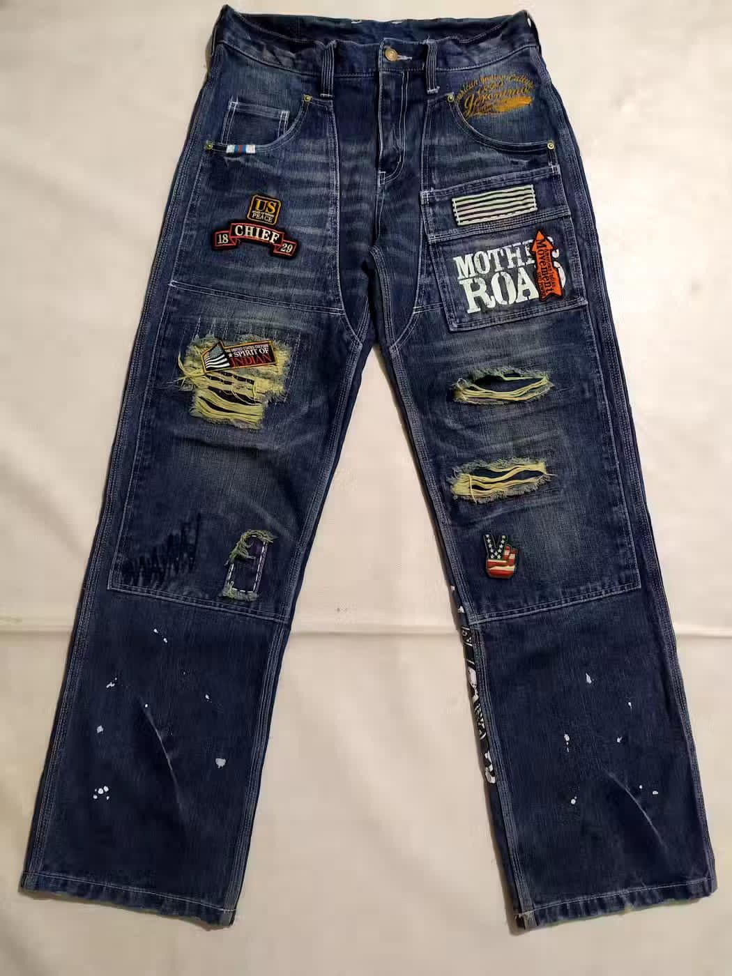 Other Japanese Double Knee Denim Patchwork Distressed Painter Size US 31 - 6 Thumbnail