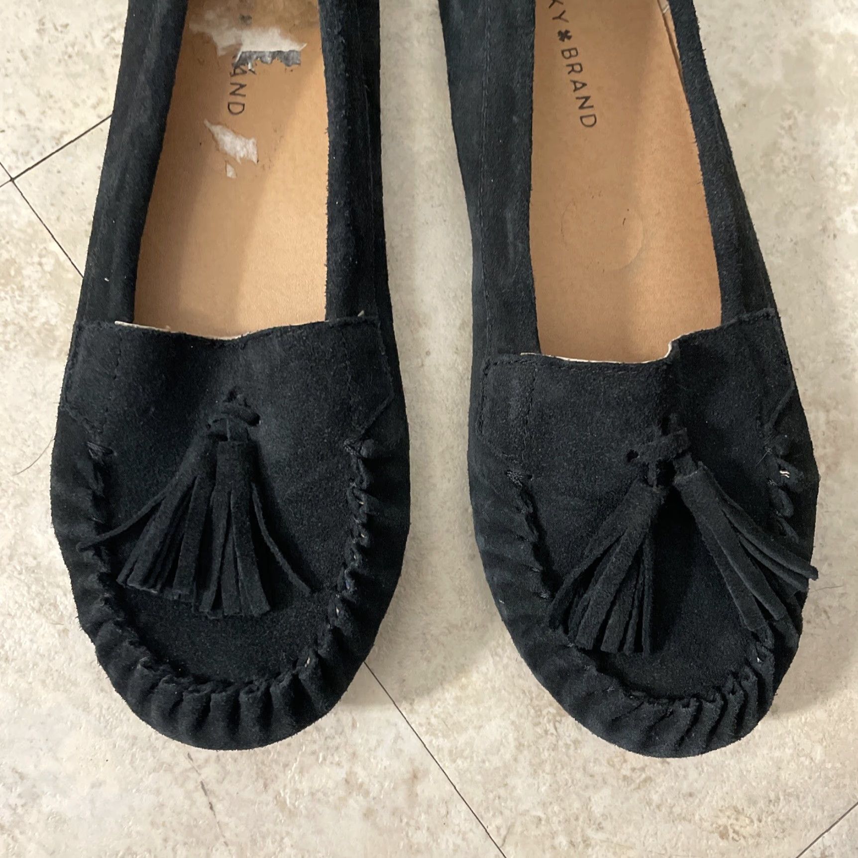 Lucky Brand Lucky Brand Black Suede Leather Slip On Cushioned Moccasins Tassel 10 Women Slippers Loafers Moccasin Leather Suede Cushioned Tassel Black 10 Women Size US 10 / IT 40 - 6 Thumbnail