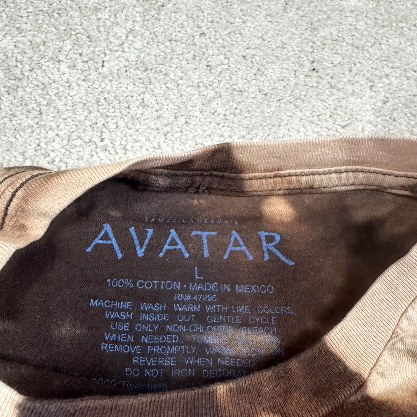Vintage Avatar T Shirt Mens Large Brown Tie Dye Clothing Shirt, Avatar, Movie Theme, Crew Neck, Short Sleeve, Cotton, Logo, All Seasons, Regular Fit, Men Size US L / EU 52-54 / 3 - 5 Thumbnail