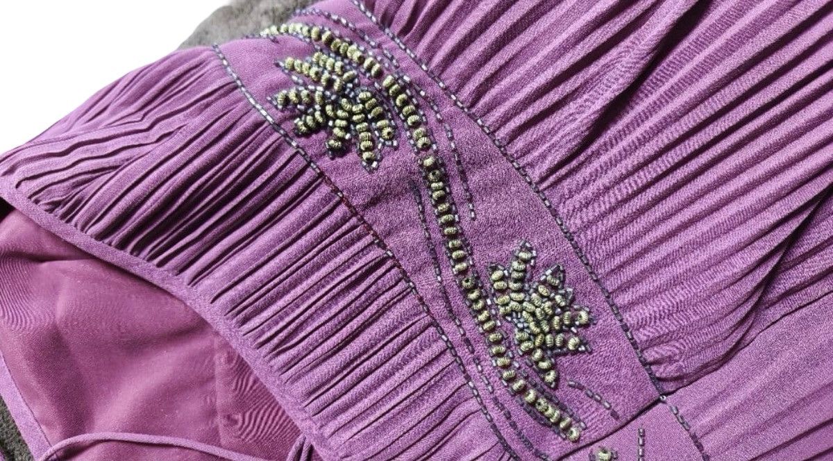 Betsey Johnson Betsey Johnson Evening Beaded Pleated Silk-Style Midi Dress Size XS / US 0-2 / IT 36-38 - 6 Thumbnail