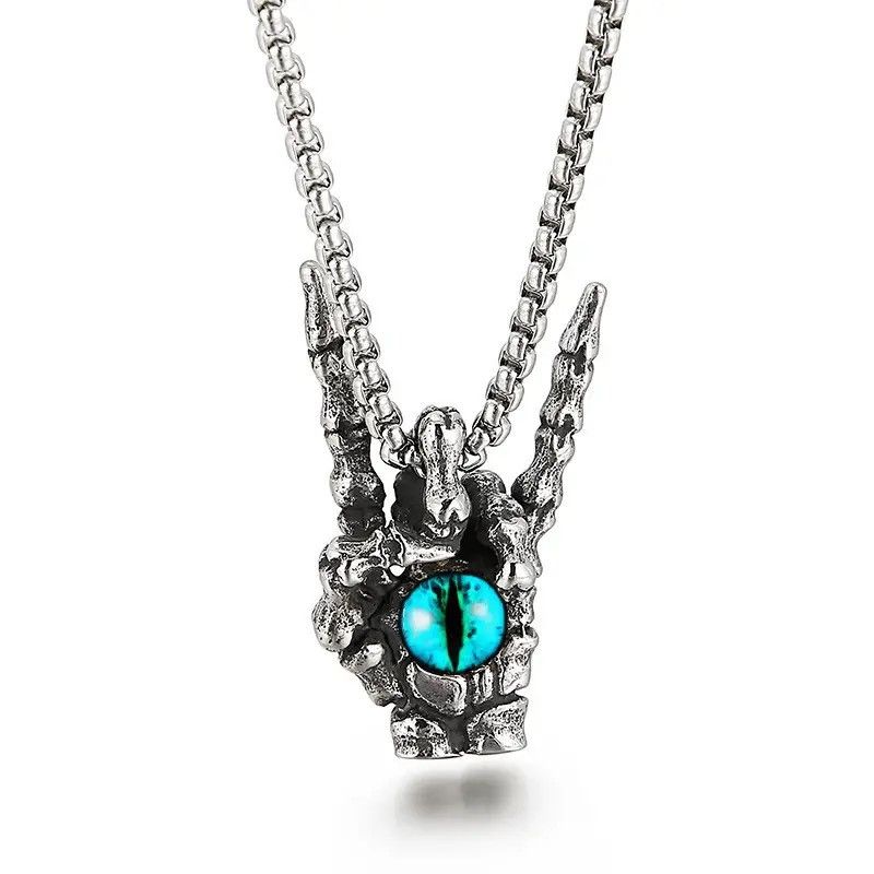 Jewelry Gothic Blue Devil Eyes Friendly Gesture Pendant Necklace Size ONE SIZE - 1 Thumbnail