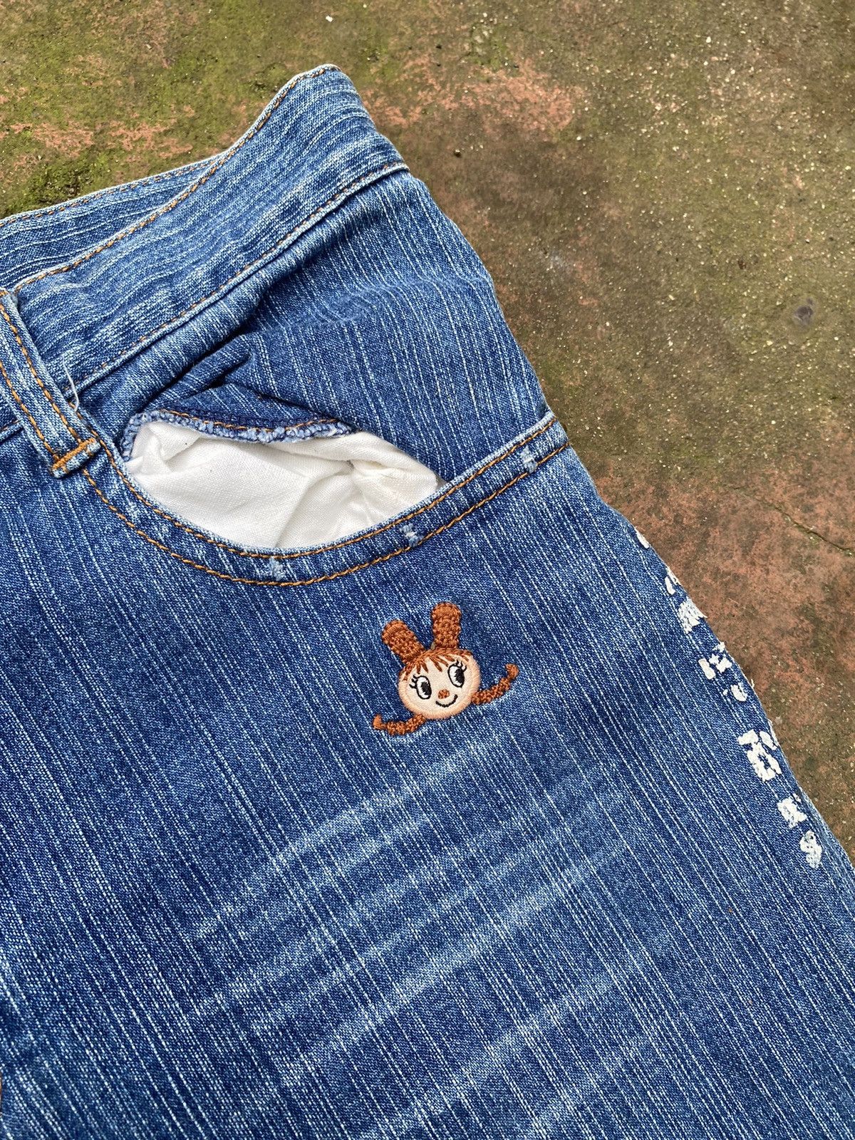 Angel Blue Inner Press Japan Y2K Flared Denim Jeans – Side Logo Print Size 30" / US 8 / IT 44 - 2 Thumbnail