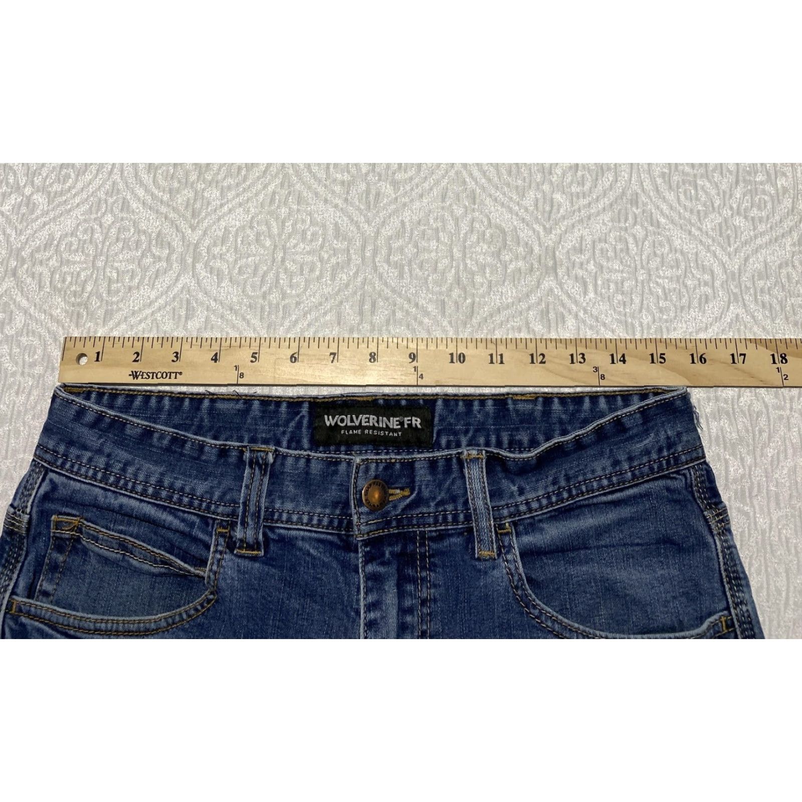 Denime Wolverine FR Jeans Mens 32x32 Blue Straight Leg Flame Resistant Denim Workwear Jeans Size US 31 - 6 Thumbnail