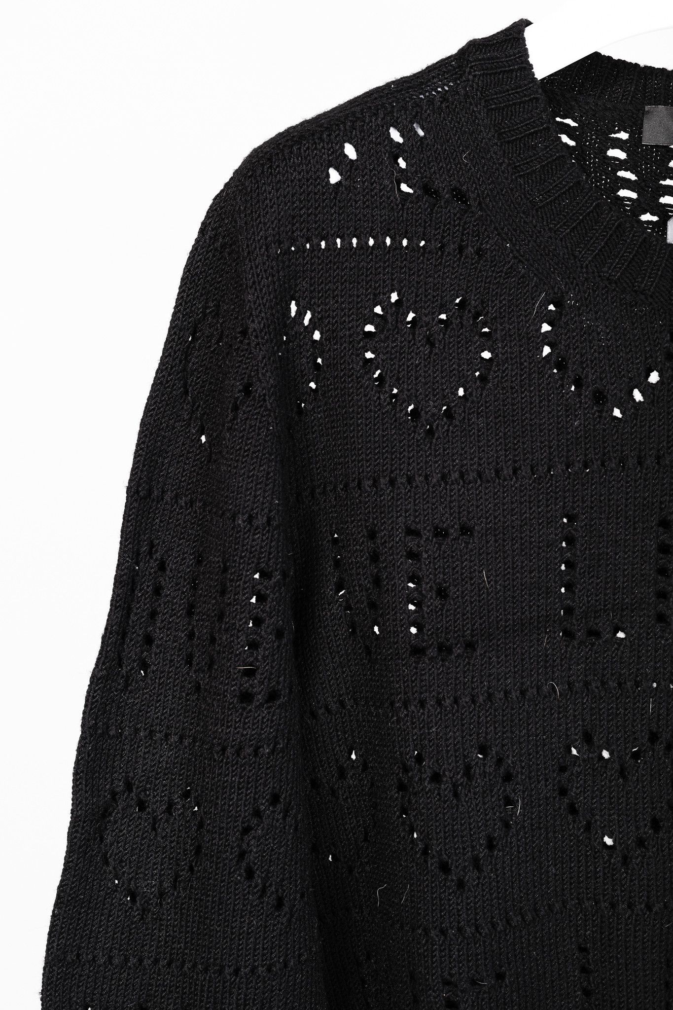 Love Moschino Love Moschino Black Pointelle Knit Long-Sleeve Sweater Size L / US 10 / IT 46 - 5 Thumbnail