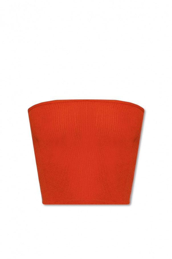 image of Saint Laurent Paris Oc11Z10524 Ribbed Top In Orange, Women's (Size Large)