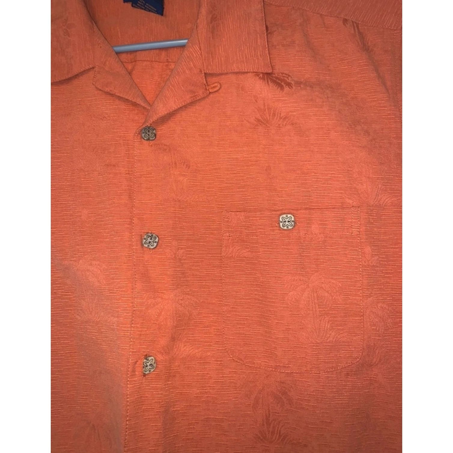 Other Gordon Short Sleeve Button Front Shirt Orange Palm Pattern Size US L / EU 52-54 / 3 - 10 Thumbnail