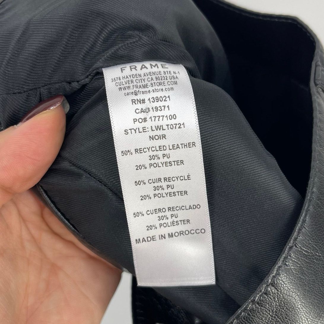 Frame FRAME | NWT Le Jane Crop Black Leather Jeans Noir Size 23 Size 23" - 14 Thumbnail