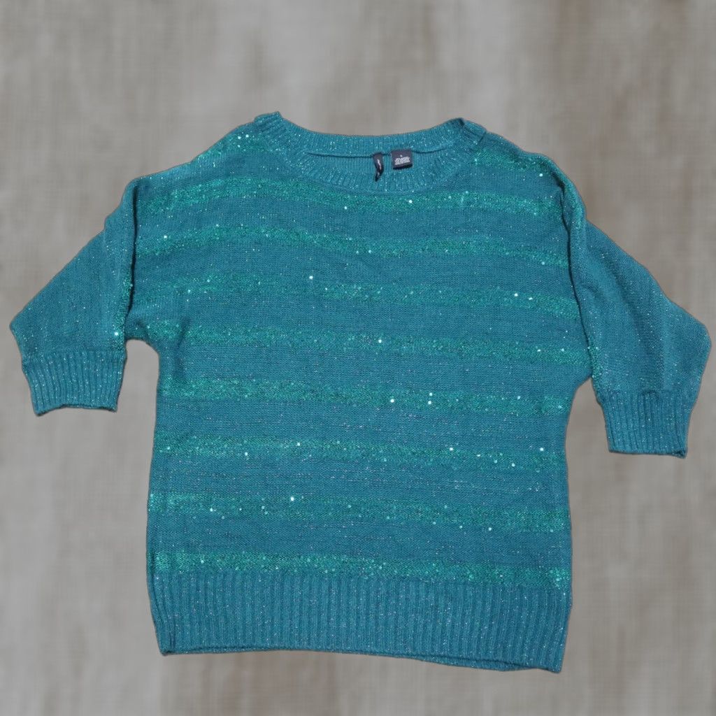 Vintage VINTAGE New Directions Sweater Shirt Womens Large Green Pullover Bling Long Sleeve Acrylic 90s Size L / US 10 / IT 46 - 1 Thumbnail