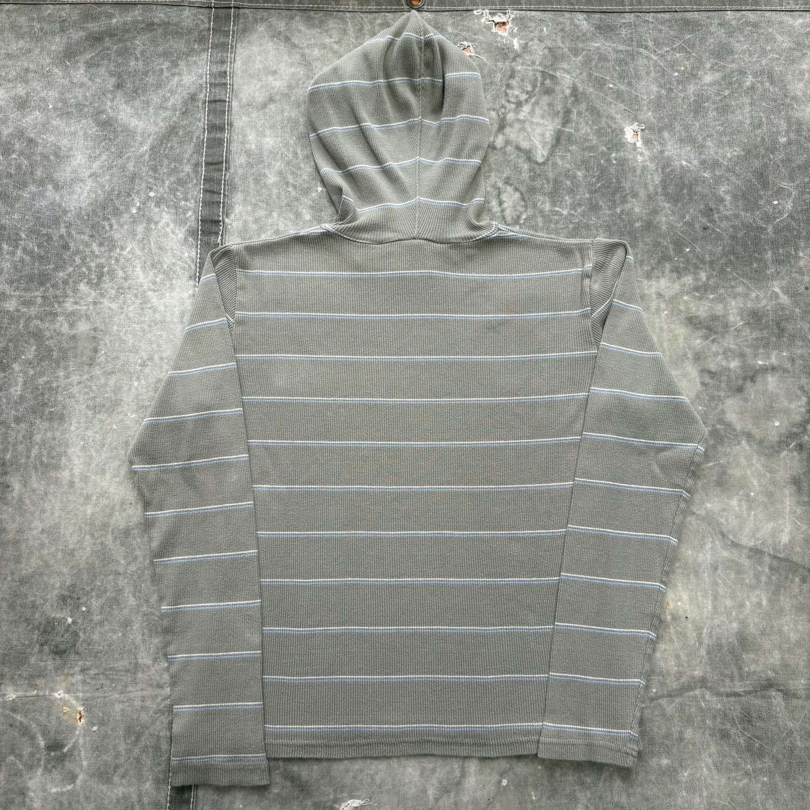 Old Navy Vintage Y2K Striped Old Navy Pistachio Thermal Hooded Shirt Size L / US 10 / IT 46 - 5 Thumbnail