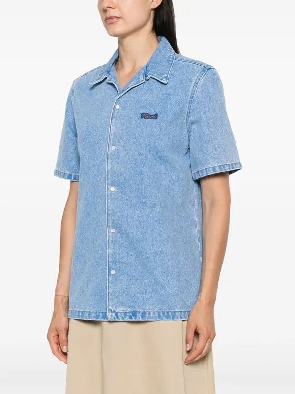 Marni o1w1db11125 Logo-Patch Denim Shirt in Blue Size S / US 4 / IT 40 - 2 Thumbnail
