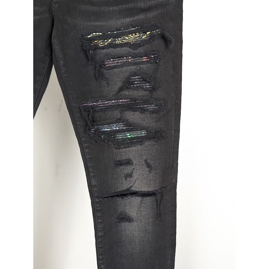 Amiri o1rshd1 Rainbow Paisley Thrasher Jeans in Aged Black Size US 34 / EU 50 - 7 Thumbnail