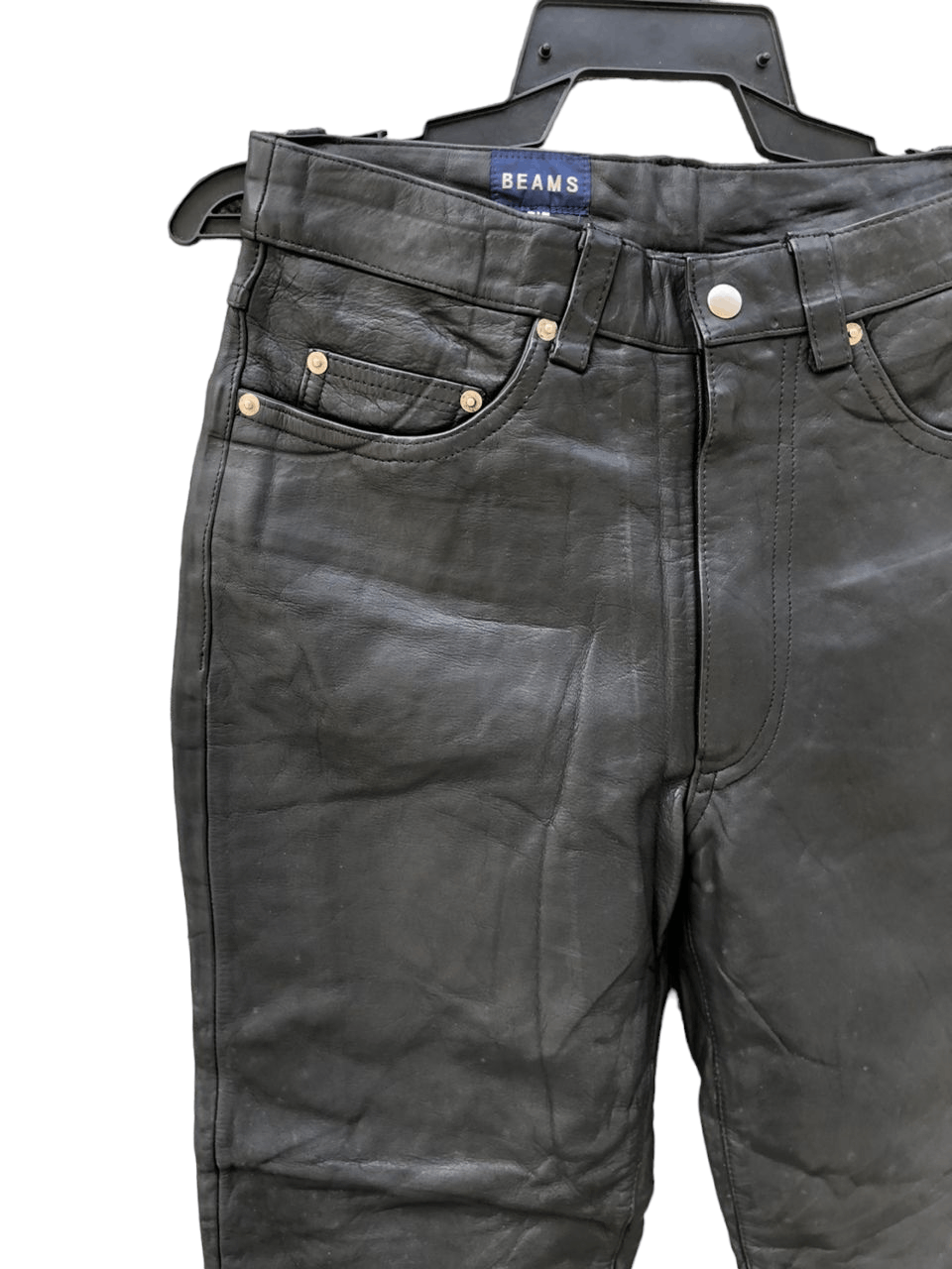 Beams Plus Rare💥Beams black Cowhide Leather Pants Size US 29 - 4 Thumbnail