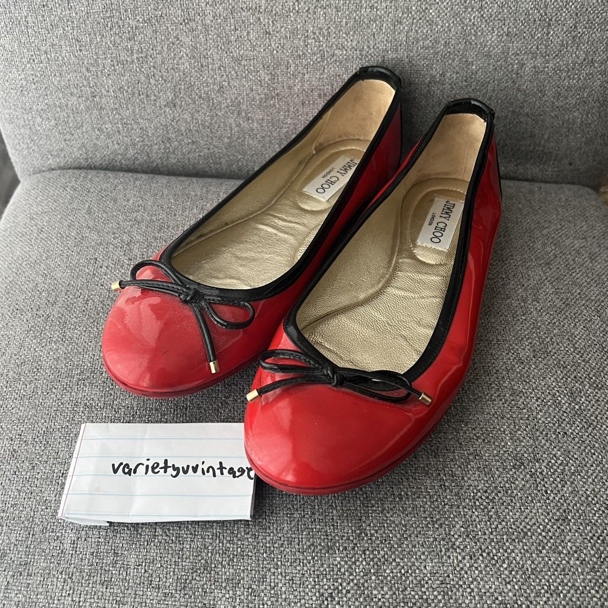 Jimmy Choo Red Patent Leather Ballet Flats